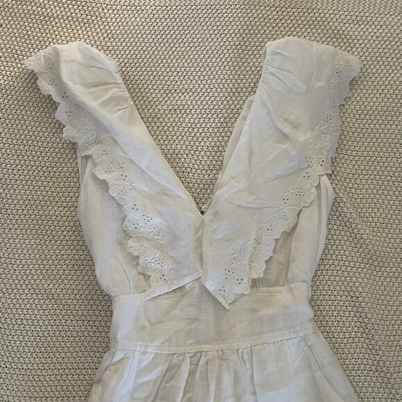 NEW La Vie Rebecca Taylor White Linen Short Playsuit Romper - Picture 8 of 11